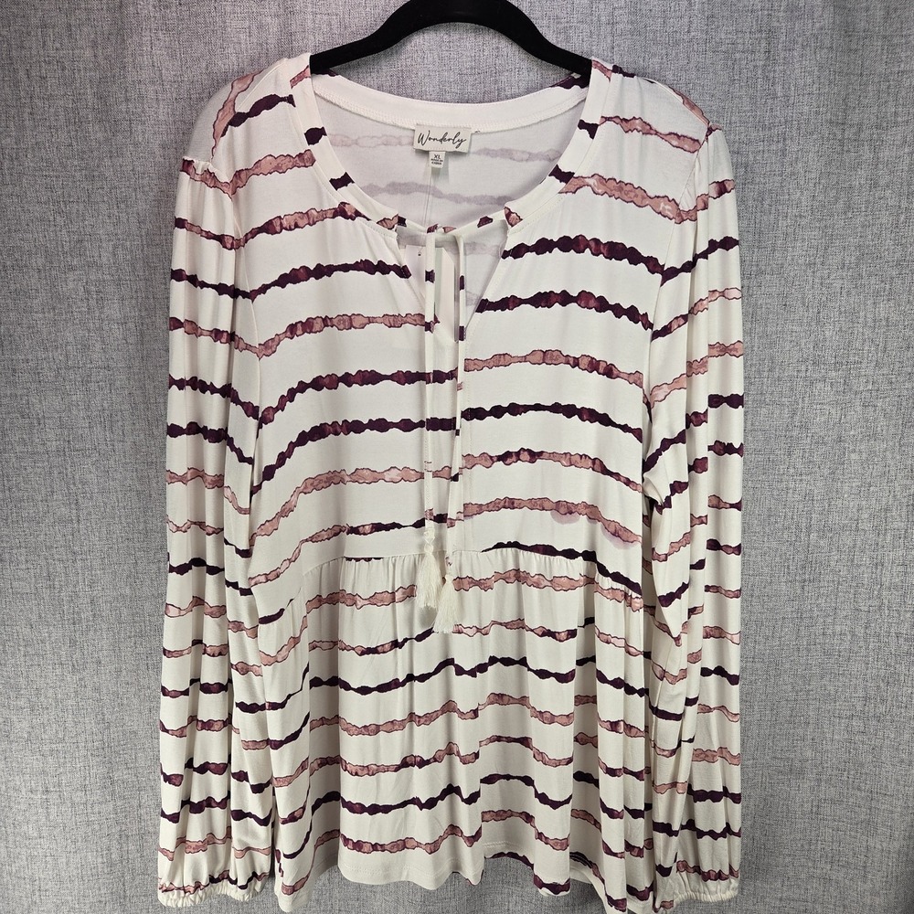 Wonderly Babydoll Boho Shirt Womens XL Julianna Peasant LS Top NWT Belks Tunic
